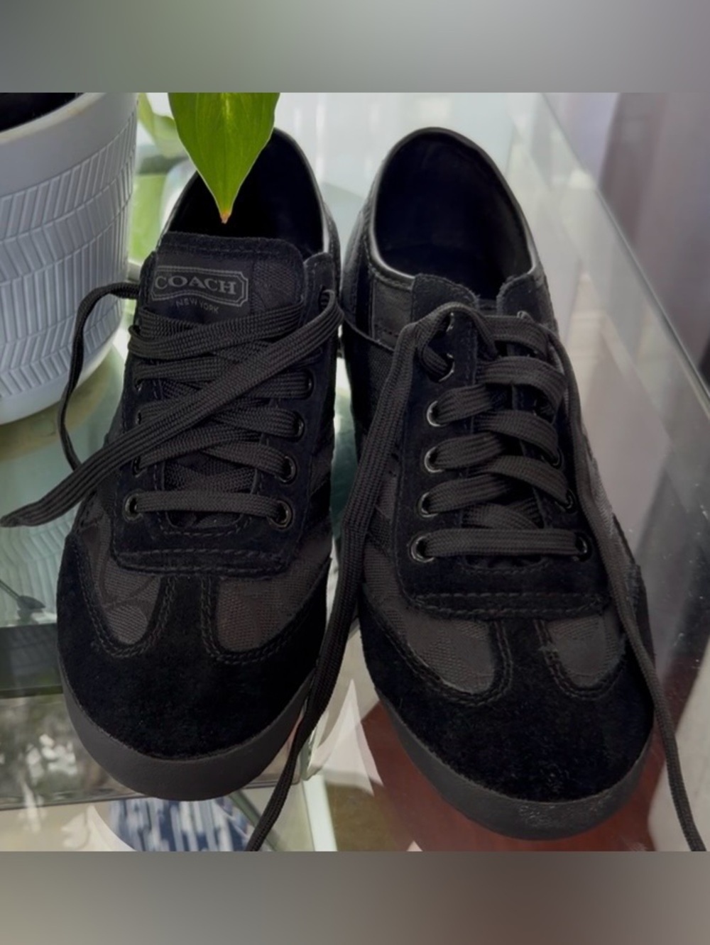 Coach Black Men  Low-Top Lace-Up Sneakers 7.5